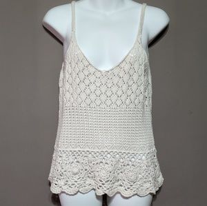 Crochet white tank top or crop top